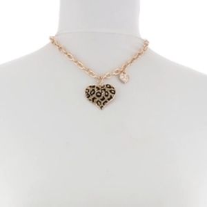 GUESS Gone Wild Animal Print Heart Necklace